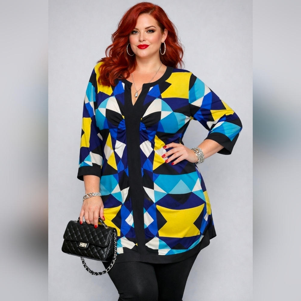 Style & Co. | Bold Geometric Print | Super Flattering |Tunic Top | 1X